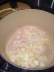 shallots and onion, sauteing in butter